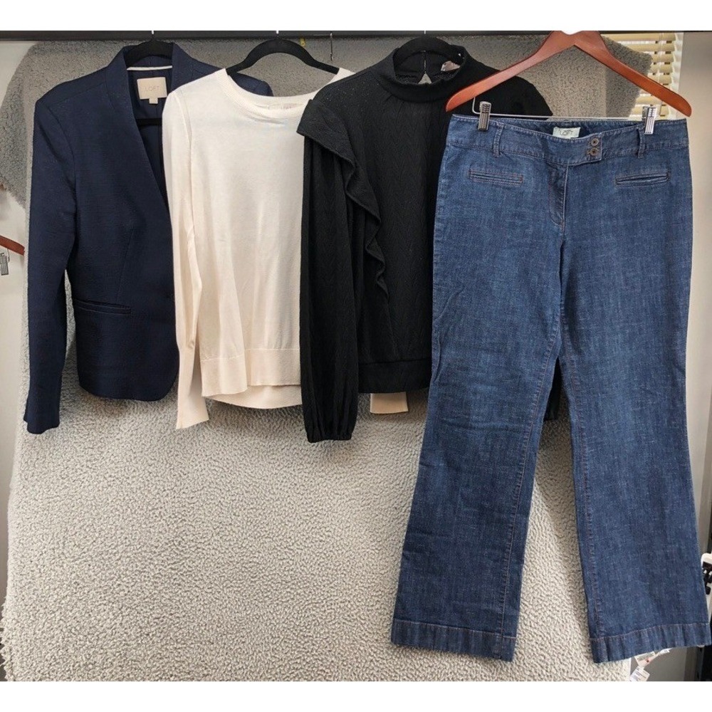 Ann Taylor Loft Lot Womens 10 Jeans Blazer Sweater Casual Professional Capsule